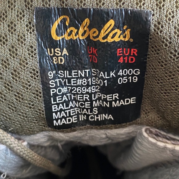 Cabelas Silent Stalk GTX 9 Inch Boot Mens 8 D Camo 400 Gr Insulated Leather - Picture 8 of 10